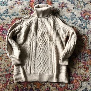 🍁 Mango Cable Knit Wool Turtleneck Sweater M 🍁